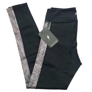 Electric Yoga Black & Gunmetal Silver Crocodile Legging NEW